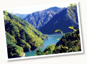 アルプス三和：緑豊かな山々と水辺の風景